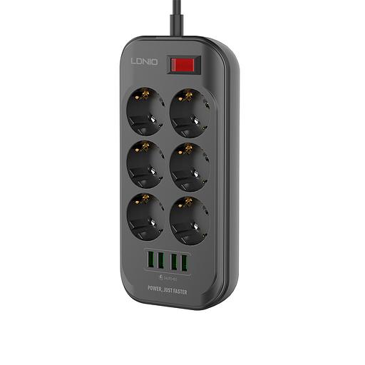 Сетевой фильтр LDNIO Defender SE6403 6 розеток 4*USB 5V/3.4A Провод 2м фото 2