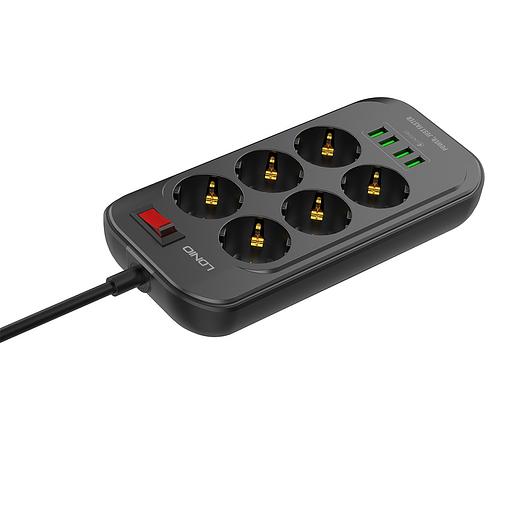 Сетевой фильтр LDNIO Defender SE6403 6 розеток 4*USB 5V/3.4A Провод 2м фото 3
