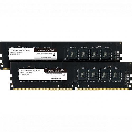 Оперативная память 32GB Kit (2x16GB) 2666MHz DDR4 Team Group ELITE PC4-21300 CL19 TED432G2666C19DC01 фото 1