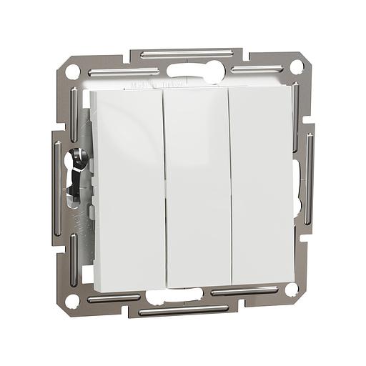 Выключатель трехклавишный SE EPH2170121 Asfora 10AX механизм винт. клеммы белый фото 1