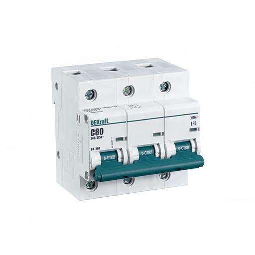 Автоматический выключатель DEKraft 13008DEK ВА201 3Р C 80A 10кА 13008DEK фото 1