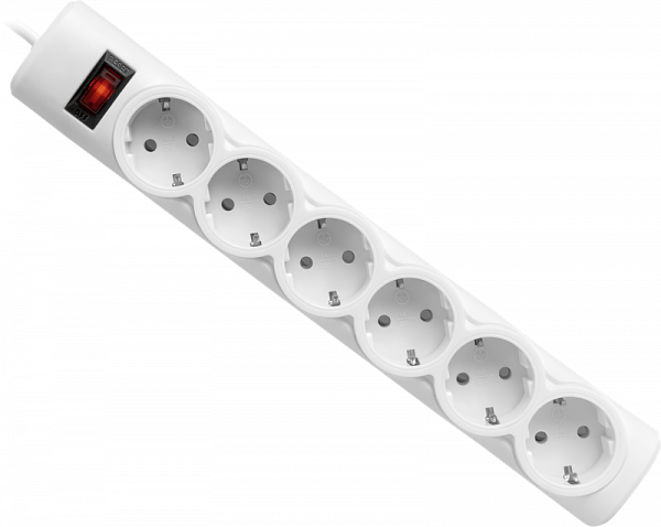 Сетевой фильтр Defender DFS 151 Белый 6 розеток 1.8 м 99489 фото 1