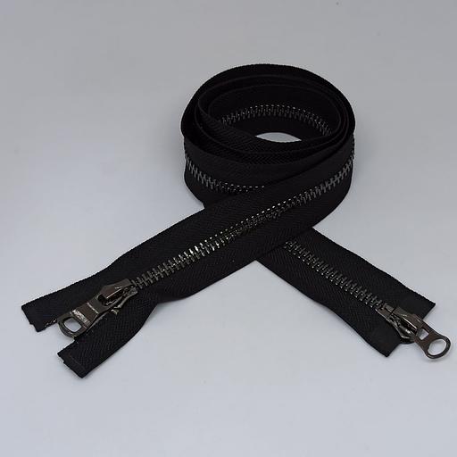 Молния металл №8 110см 2 зам темный никель зуб черная фото 1