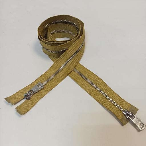 Молния металл №5 110см. 2зам. Серебряный зуб Оливковый фото 1