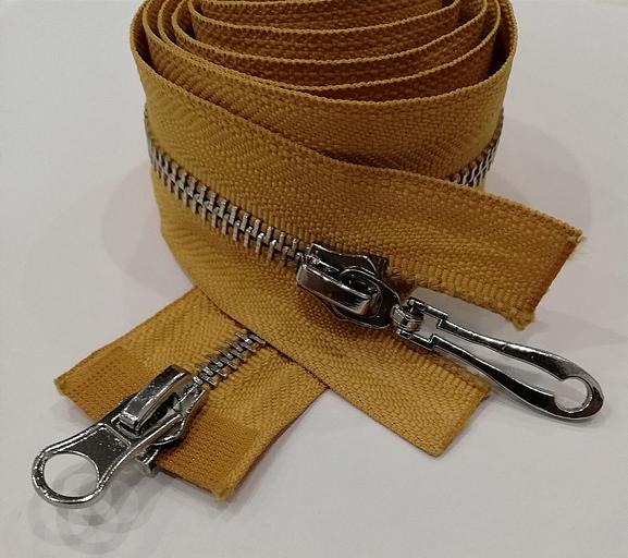 Молния металл №5 100см. 2зам. Серебряный зуб Охра фото 1