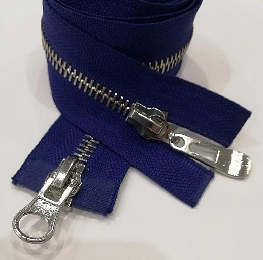 Молния металл №5 100см. 2зам. Серебряный зуб Синий фото 1