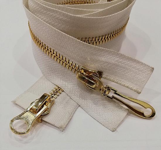 Молния металл №5 100см. 2зам. Золотой зуб Белый фото 1