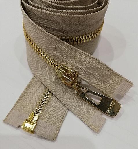 Молния металл №5 80см. 1зам. золотой зуб Светло-бежевый фото 1