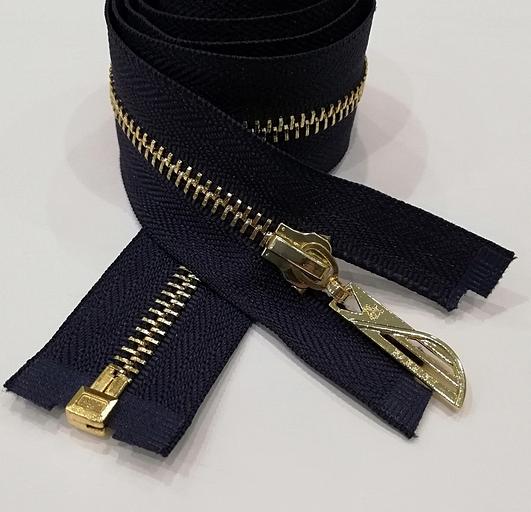 Молния металл №5 80см. 1зам. золотой зуб Темно-синий фото 1