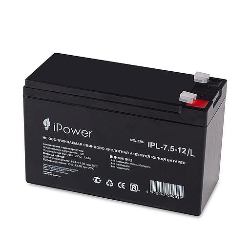 Батарея IPower IPL7.5-12/L Свинцово-кислотная 12В 7.5 Ач Размер в мм.: 95*151*65 фото 1