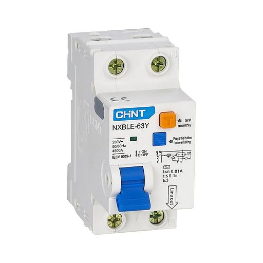 Дифференциальный автомат CHINT NXBLE-63Y 1P+N 40А C 30mA AC 4 5kA 105546 фото 1