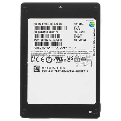 Твердотельный накопитель 960GB SSD Samsung PM1643a SAS 2.5" MZILT960HBHQ-00007 (EOL) фото 1