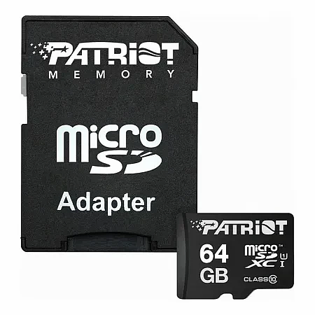 Карта памяти MicroSD Patriot LX microSDXC 64GB PSF64GMCSDXC10 Class 10 UHS-I + adapter SD фото 1