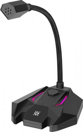 Игровой стрим микрофон Defender Tone GMC 100 USB LED черный фото 1