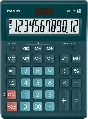 Калькулятор настольный CASIO GR-12C-DG-W-EP зеленый фото 1