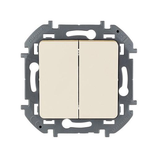 Выключатель двухклавишный Legrand 673621 Inspiria с/у 10 А ~250В безвинтовые зажимы слоновая кость фото 2
