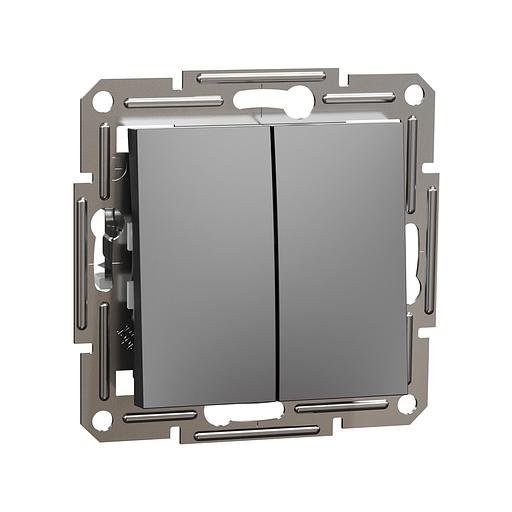 Выключатель двухклавишный SE EPH0300171 Asfora 10AX антрацит фото 1