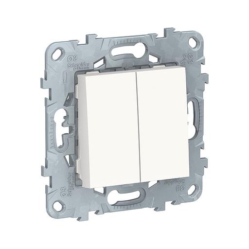 Выключатель двухклавишный SE NU521118 Unica New белый фото 1