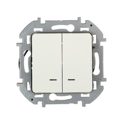 Выключатель двухклавишный с подсветкой Legrand 673631 Inspiria с/у слоновая кость фото 2