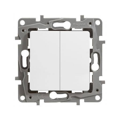 Выключатель двухклавишный с подсветкой Legrand Etika 10 A 250 В белый 672204 фото 1
