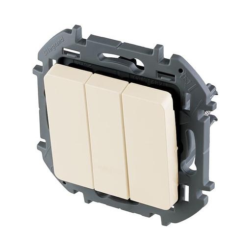 Выключатель трехклавишный Legrand 673641 Inspiria с/у 20 А ~250В винтовые зажимы слоновая кость фото 1