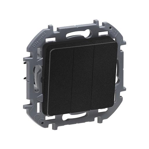 Выключатель трехклавишный Legrand Inspiria 673643 20 AX 250 В антрацит фото 1