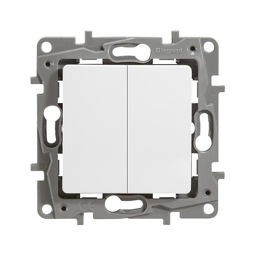 Выключатель/переключатель двухклавишный Legrand Etika 10 A 250 В белый 672212 фото 1