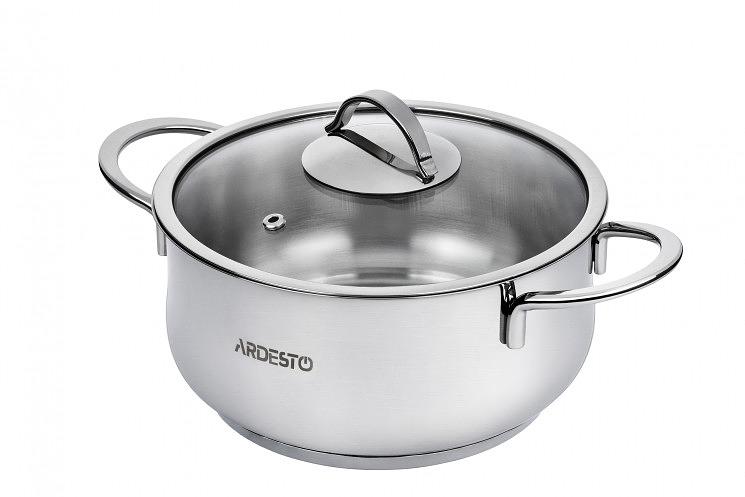 Кастрюля Ardesto BLACK MARS стеклянная крышка 3 л нержавеющая сталь AR0730S фото 1