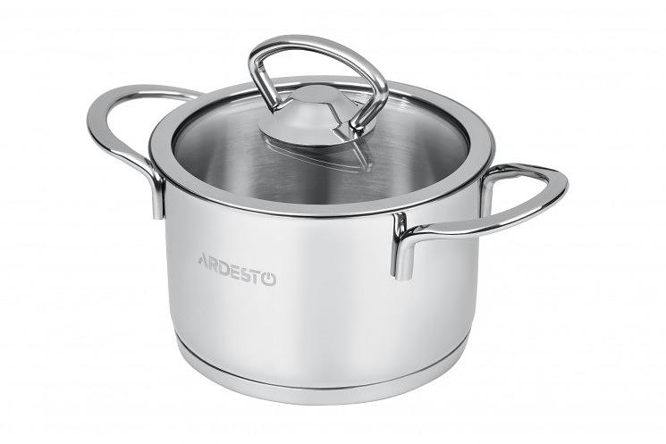 Кастрюля Ardesto Luna стеклянная крышка 0.9 л нержавеющая сталь AR0609S фото 1