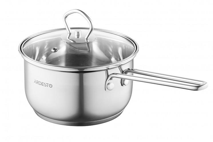 Ковш Ardesto Gemini Bari стеклянная крышка 1.6 л нержавеющая сталь AR1916SS фото 1