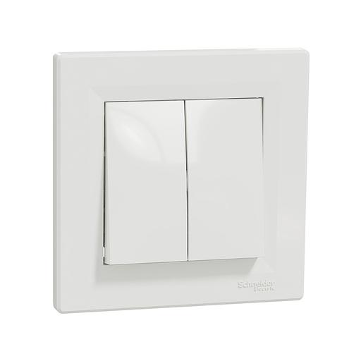Переключатель двухклавишный SE EPH0600121 Asfora в сборе быстрозажим. клеммы белый EPH0600121 фото 1