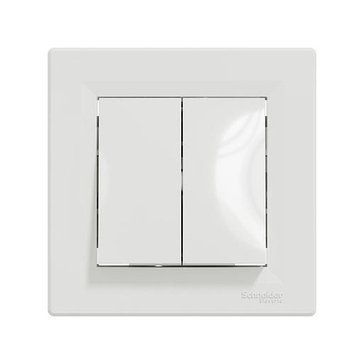 Переключатель двухклавишный SE EPH0600121 Asfora в сборе быстрозажим. клеммы белый EPH0600121 фото 2