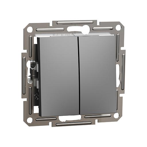 Переключатель двухклавишный SE EPH0600171 Asfora механизм антрацит EPH0600171 фото 1