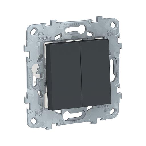 Переключатель двухклавишный SE NU521554 Unica New перекрестный антрацит NU521554 фото 1