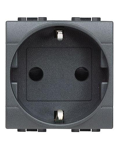 Розетка Legrand L4141AN LivingLight силовая 2К+З с автоматическими клемами цвет антрацит фото 1