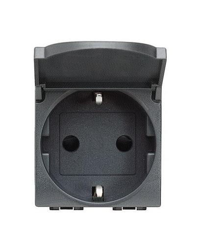 Розетка Legrand L4141PW LL 2К+З с крышкой антрацит фото 1