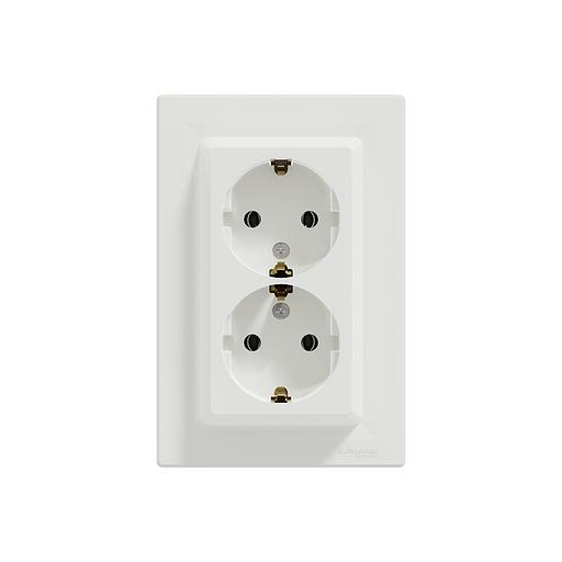 Розетка двойная SE EPH9900121 Asfora с заземлением в сборе вин.клеммы белая EPH9900121 фото 2