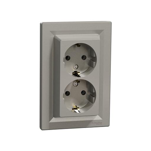 Розетка двойная SE EPH9900169 Asfora с заземлением в сборе винтовой бронза EPH9900169 фото 1