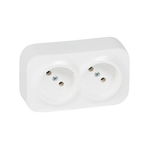 Розетка двойная без зк Legrand Forix 16A 250В IP20 накладная белый 782412 фото 1