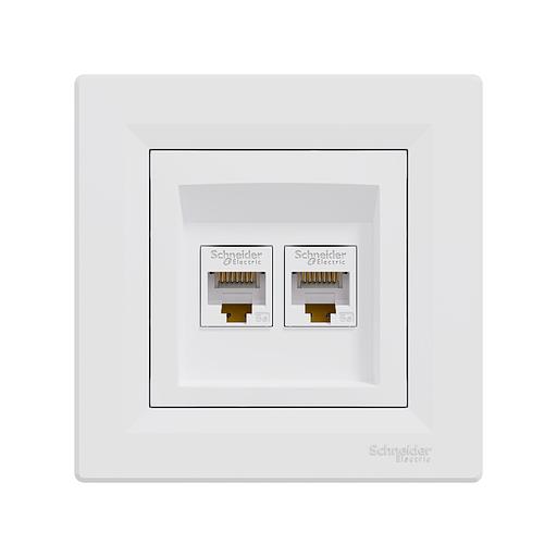 Розетка двойная компьютерная SE EPH4400121 Asfora RJ45 в сборе белый EPH4400121 фото 2