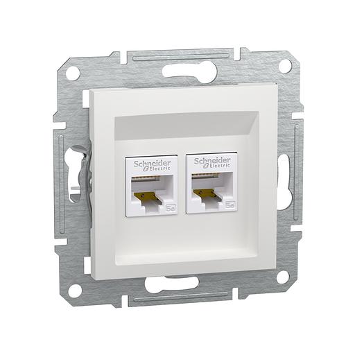 Розетка двойная компьютерная SE EPH4470121 Asfora RJ45 механизм белый EPH4470121 фото 1