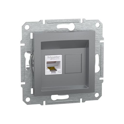 Розетка компьютерная SE EPH4300162 Asfora RJ45 кат.5e механизм сталь EPH4300162 фото 1