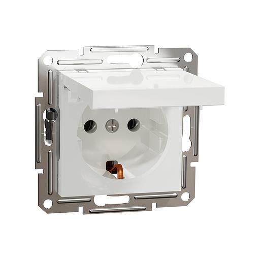 Розетка с заземлением SE EPH3170121 Asfora 16А с крышкой механизм винт. клеммы белый EPH3170121 фото 1