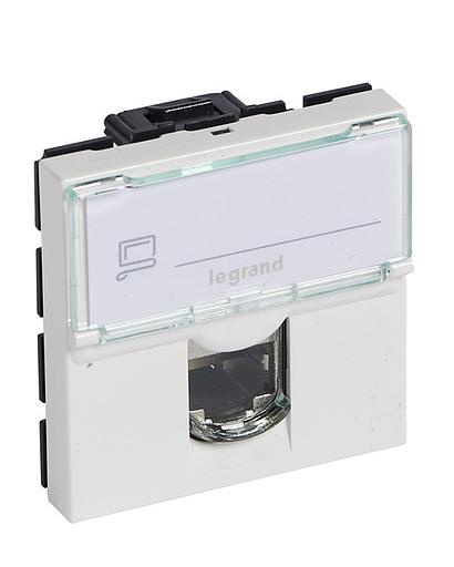 Розетка сетевая Legrand 076564 MOSAIC RJ45 UTP кат6 2мод бел фото 1