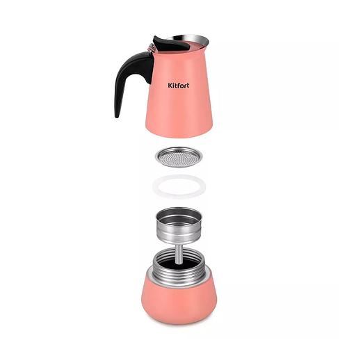 Кофеварка гейзерная Kitfort КТ-7148-1 темно-коралловый фото 3