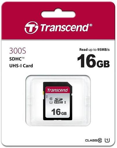Карта памяти SD 16GB Class 10 U1 Transcend TS16GSDC300S фото 1
