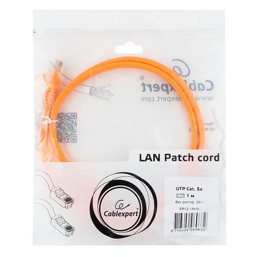 Патч-корд UTP Cablexpert PP12-1M/O кат. 5e 1м литой многожильный (оранжевый) фото 1