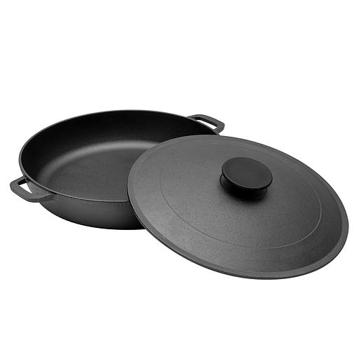 1832-3 Жаровня чугунная, 32 см, с двумя ручками и крышкой фото 1