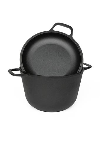 1304-4 Кастрюля 4 л, чугунная, с крышкой-сковородой 22 см фото 1