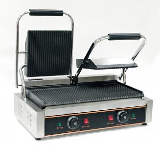 Гриль пресс Kocateq GH813ANW двухсекционный с верхней и нижней ребристой пластиной фото 1